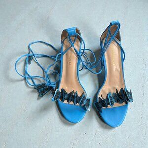 SHOE REPUBLIC LA Blue Butterfly Lace Up Sandals Heels Size 9